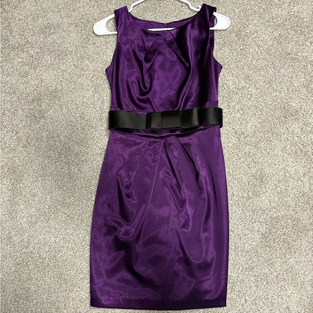 A. Byer Juniors Size 3 Purple Dress Black Waist Bow